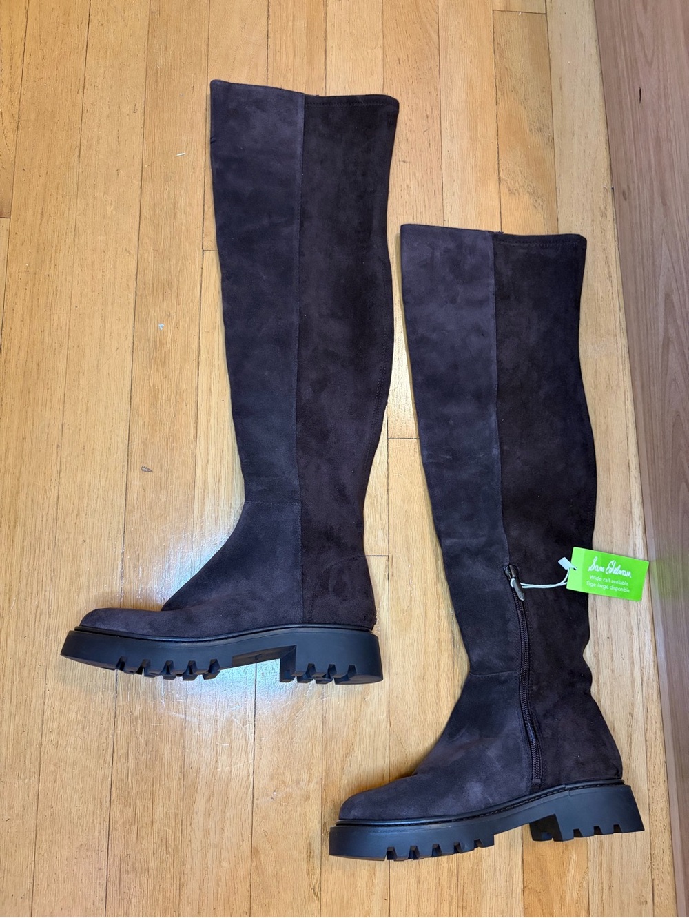 Sam Edelman Kassandra Dark Brown Suede Over-the-Knee Lug Sole Boots - Size 5